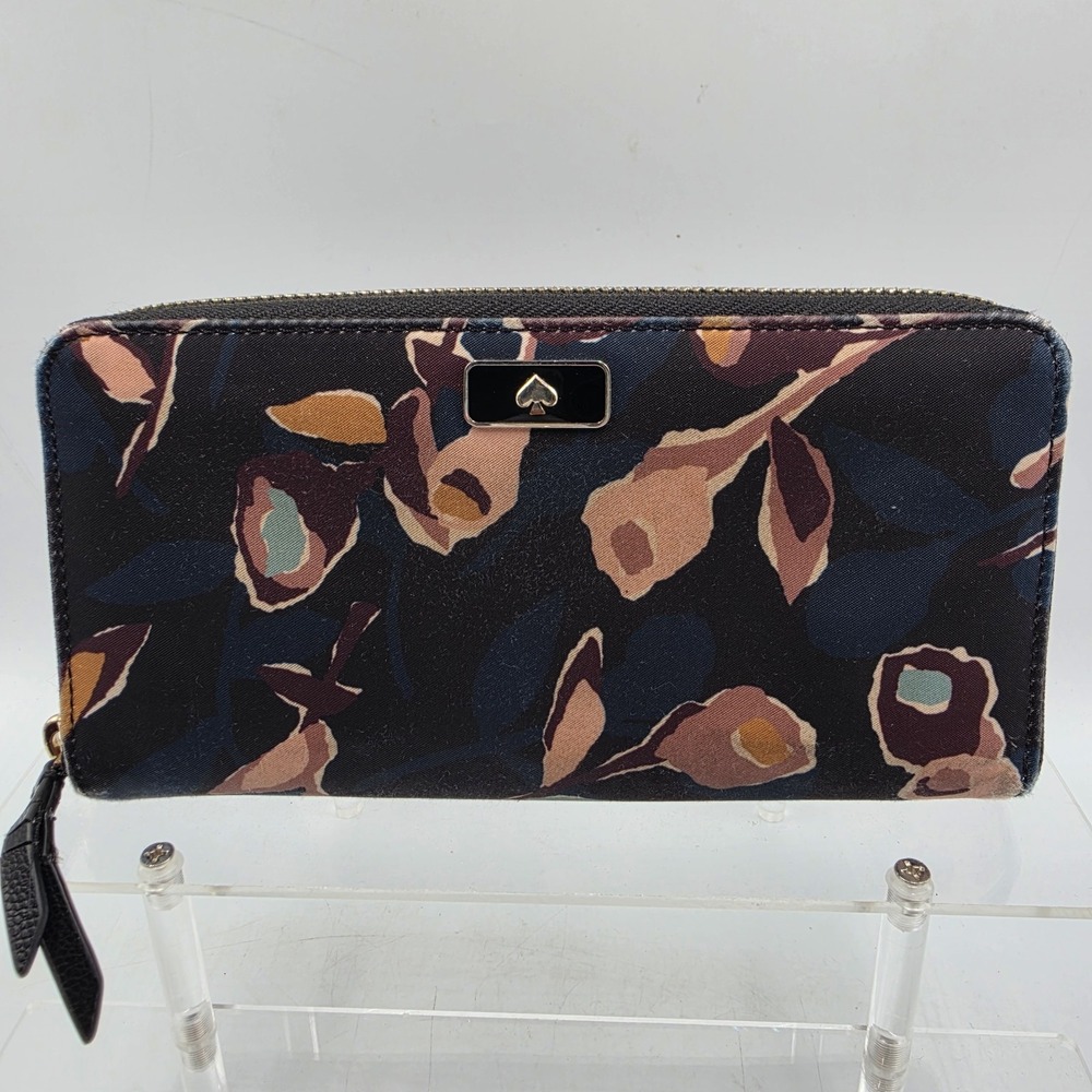 Kate Spade Large Dawn Paper Rose Continental Wallet Nylon Zip Around See Pics